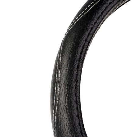 Braid on the steering wheel Nova Bright eco -leather, black, shagren, white line, size M-2