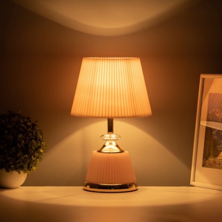 Table lamp "Claudia" 1x40W E27+LED backlighting pink/gold 15x15x32.5cm-1