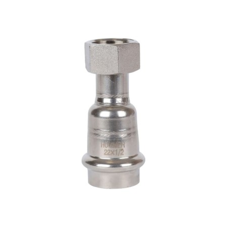 Adapter Rommer RSS-0026-002212, VPR-BR, D = 22 mm x 1/2 ", press, crochet, stainless steel. Steel.
