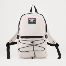 Young backpack from textiles on lightning, 2 pockets, beige color