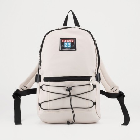 Young backpack from textiles on lightning, 2 pockets, beige color