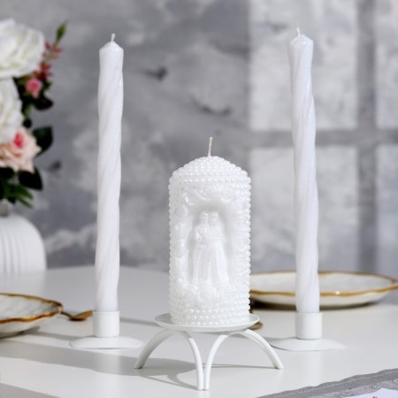 Candle-cylinder wedding "lovers", 14x6.5cm, white, 48 hours, home-1