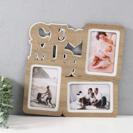 Photo frame LHDF "Family" 33x33 in 3 photos 10x15 cm, col. oak (plastic screen)