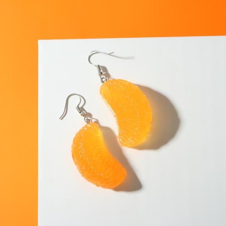 Earrings plastic "Tastiness" slices mandarin, color orange-1