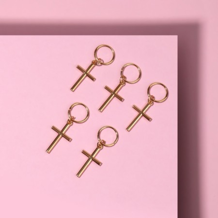 Hair piercing "Cross", 3.7 × 1.3 cm, 5 pcs, golden color-1