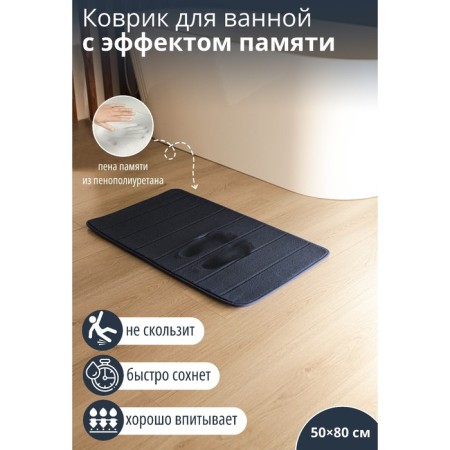 Savanna bathroom and toilet “Memory Foam”, 50 × 80 cm, blue color
