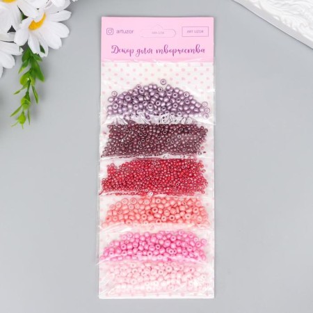 Round beads "shades of pink" 6 colors x 10 grams