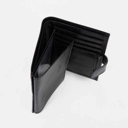 Male purse on 3 in 1 button for auto documents and passports, for cards, for coins, black color-5