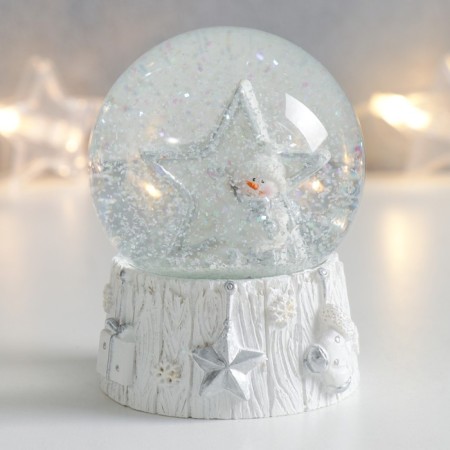 Souvenir Polystone Water Ball "Snowman with a Star" 7x6.7x8.8 cm-4