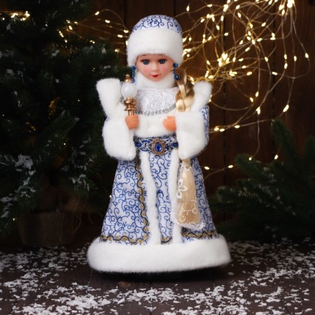 Snow Maiden "In a fur coat with an ornament" moves, with backlight, 40x20 cm, blue