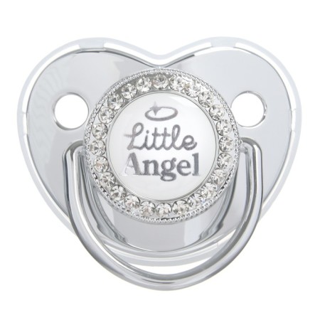 Nipple - orthodontic dummy, Little Angel, with a cap, +12 months, silver, rhinestones-5
