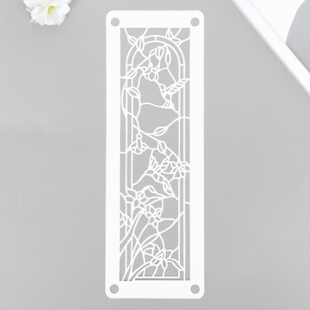 Stencil-linen "bird, flowers" 11x32 cm-1
