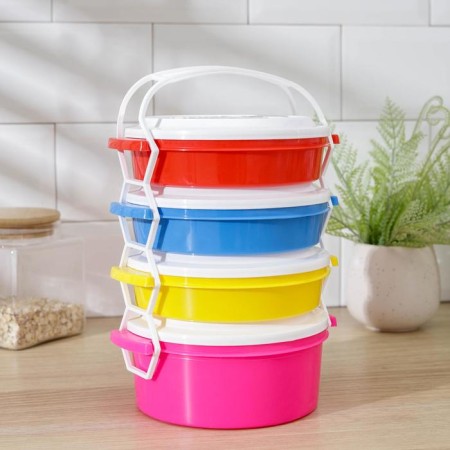 Set of containers Plastos "Tuprenza", 4 pcs: 3 pcs - 600 ml, 1 pc - 1 l, color mix-9