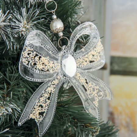Decoration Christmas tree "Bow Golt" 12x10.5 cm, transparent-2