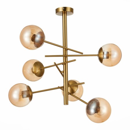 Ceiling EVOLUCE lamp. Sle1099-312-06. Velio. 6x60 watts, E27, 50x50x60 cm, brass color-2