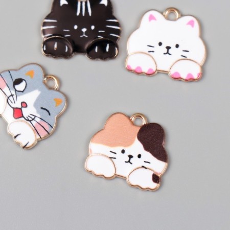 Decor for creativity Metal "Cat" enamel mix 1.7x1.8 cm-1
