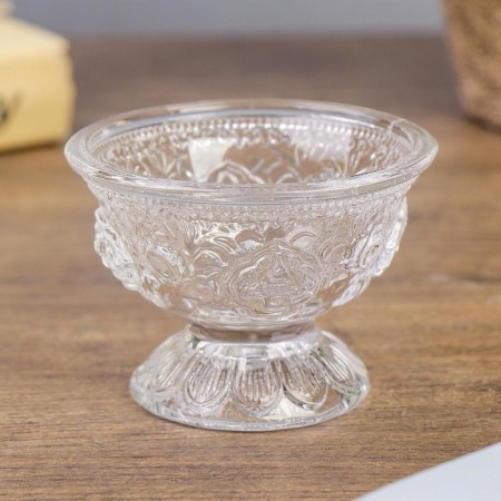 Glass Glass for 1 candle "Kremanka with patterns" transparent 5.2x7.2x7.2 cm-1