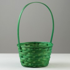 Wicker basket, D19 x 9.5 x 32 cm, green, bamboo