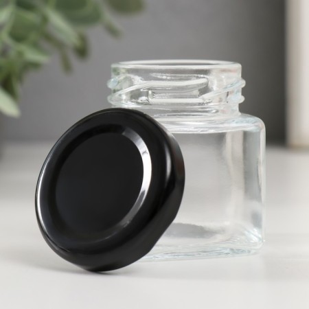 Bank for candles glass with a cover "Four faces" Transparent 50 ml 4.5x4x5.5 cm-2