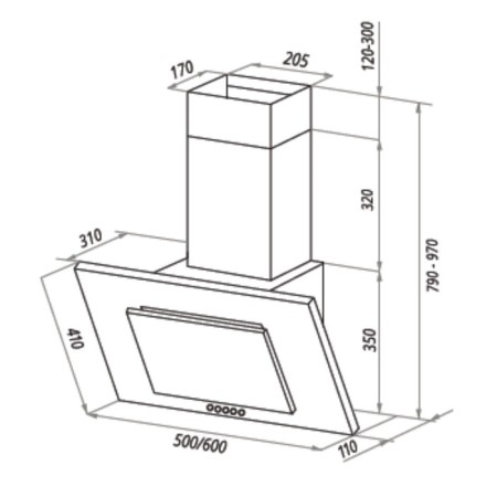 Hood Homsair Bell 50, inclined, 650 m3/h, 3 speeds, 50 cm, white-5