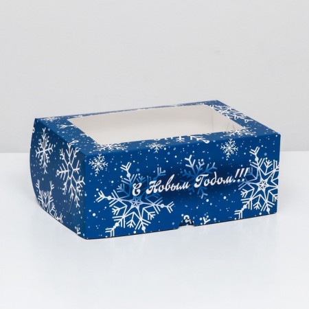 Packaging for 6 cupcakes with the window "Snowflakes", 25 x 17 x 10 cm-1