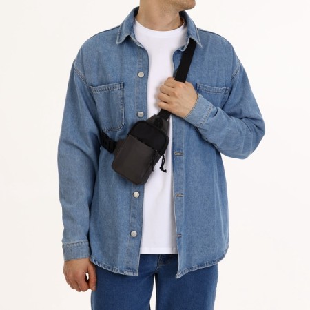 Textile sling bag, gray color-4