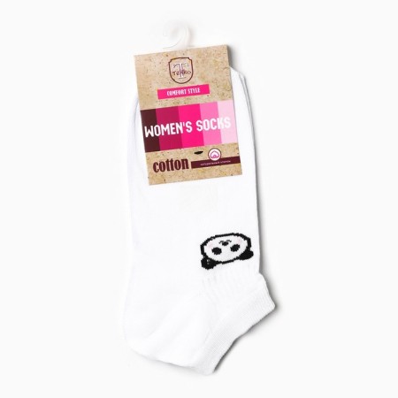 Women's socks shortened "Panda", white color, rr 23-25-2