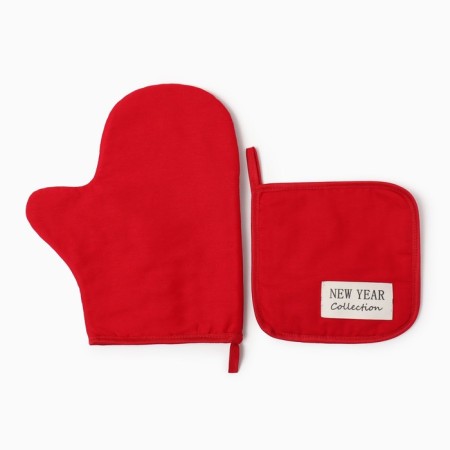 Set of kitchen. Ethel New Year Collection, col. Red, mittens-seging 18x29 cm, take 19x19 cm, 10-2