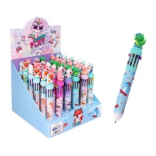 Automatic ballpoint handle, 10 color, barcode on a piece, mix of animals