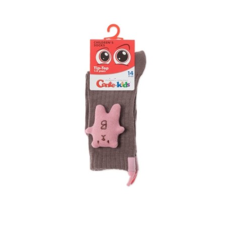 Extended children's socks in a rumor with a decorative toy Contse Kids Tip-Top, size 14, Coffee color-2