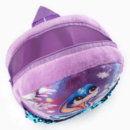 Baby backpack "Snake" with sequins, 23*28 cm, purple color-5