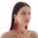 Earrings Assorted Hindi's Hands, burgundy color in gold, l brush 6.5 cm