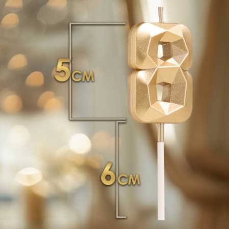 Candle in the cake on the skewer "Almaz", the number "8", champagne, 4.8x2.6 cm-1
