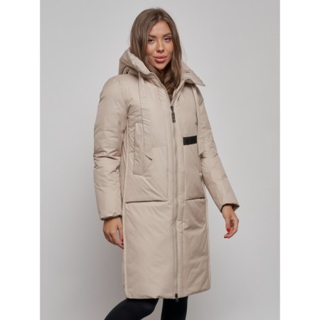 Coat insulated winter female, size 42, beige color-7