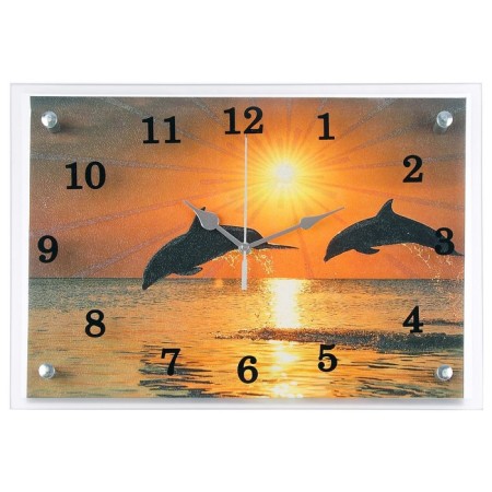 Carty clock, interior "dolphins at sunset", silent, 25 x 35 cm