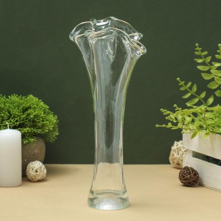 Vase "Wave" H 280 mm. From transparent glass (without decor)-1