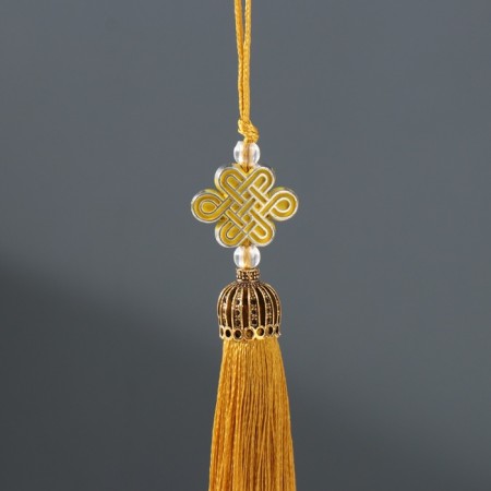 Textile suspension, plastic "Knot of happiness and infinity" Gold 0.7x1x9.5 cm-1