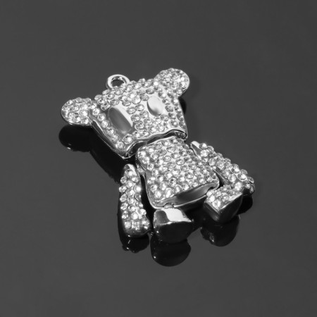 Suspension "Bear" robot, 4.5 × 2.8 cm, white color in silver-1