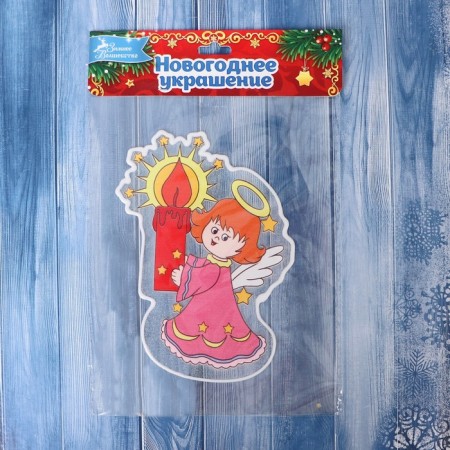 Glass sticker "Angel with a candle" 9x14 cm-1