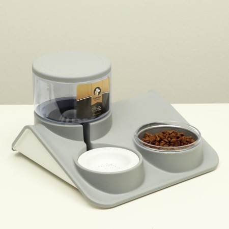 Complex for feeding with an auto-laid and removable bowl, white-gray