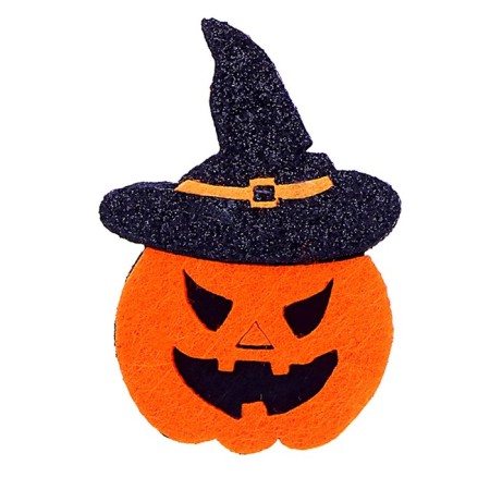 Glue -based decor “Pumpkin in a hat” set 4 pcs., Size 1 pcs: 4.7 × 6.6 cm