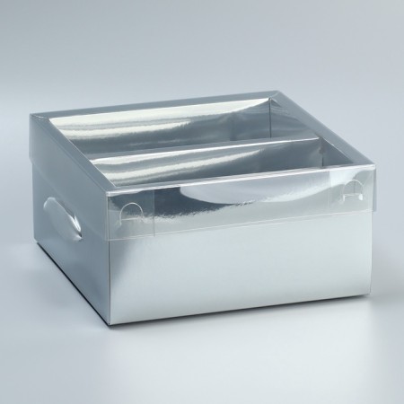 Gift folding box, packaging, "silver", 20 x 20 x 10 cm-6