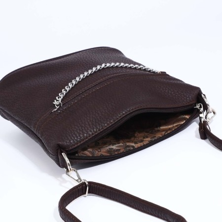 Janelli Cross-Boda Bag on a zipper, 2 outer pockets, dark brown color-6