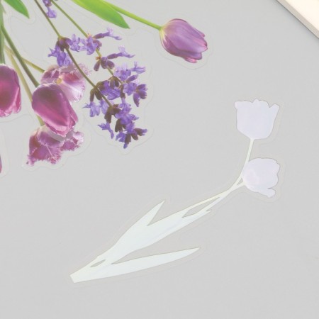 Plastic stickers "Flowers and quotes. Lilac" set 12 pcs 8.5x21.5x0.2 cm-2