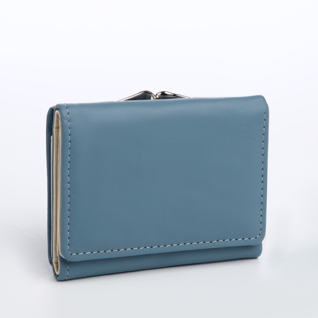 Women's wallet on the button, blue color