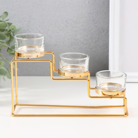 Climber Metal, glass for 3 candles "Staircase" Gold 20x6x10 cm-4