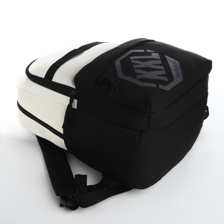 Young backpack from a lightning textile, 3 pockets, a bag, a suitcase holder, black/white color-6