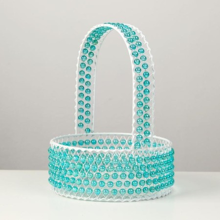 Basket, 16x6/23 cm, metal, beads