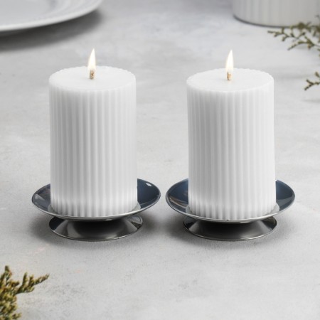 Set of candlesticks Metal "Lotus", 7.5x2 cm, 2 pieces, chrome-2