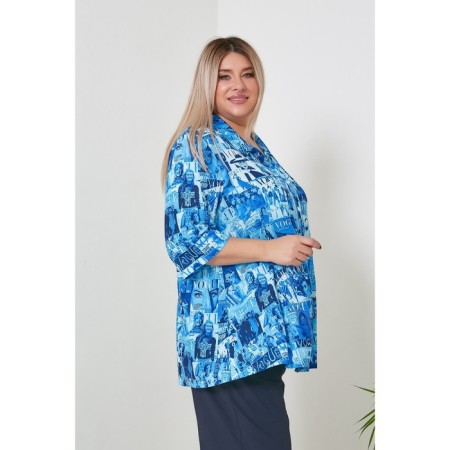 Female shirt, size 60, blue color-4